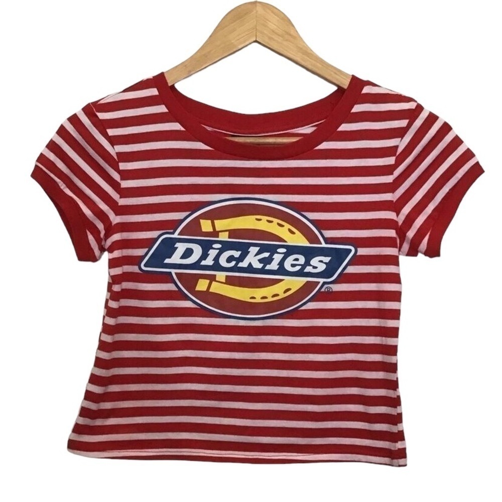 Graphic baby tee DICKIES crop baby tee red stripe red white t-shirt